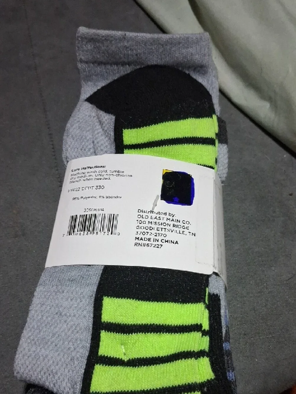 Men's Athletic Crew Socks - Gray with Blue Accents